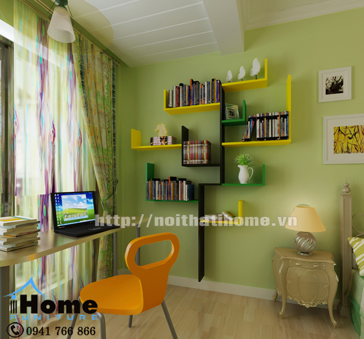 kệ trang trí treo tường trong phòng ngủ